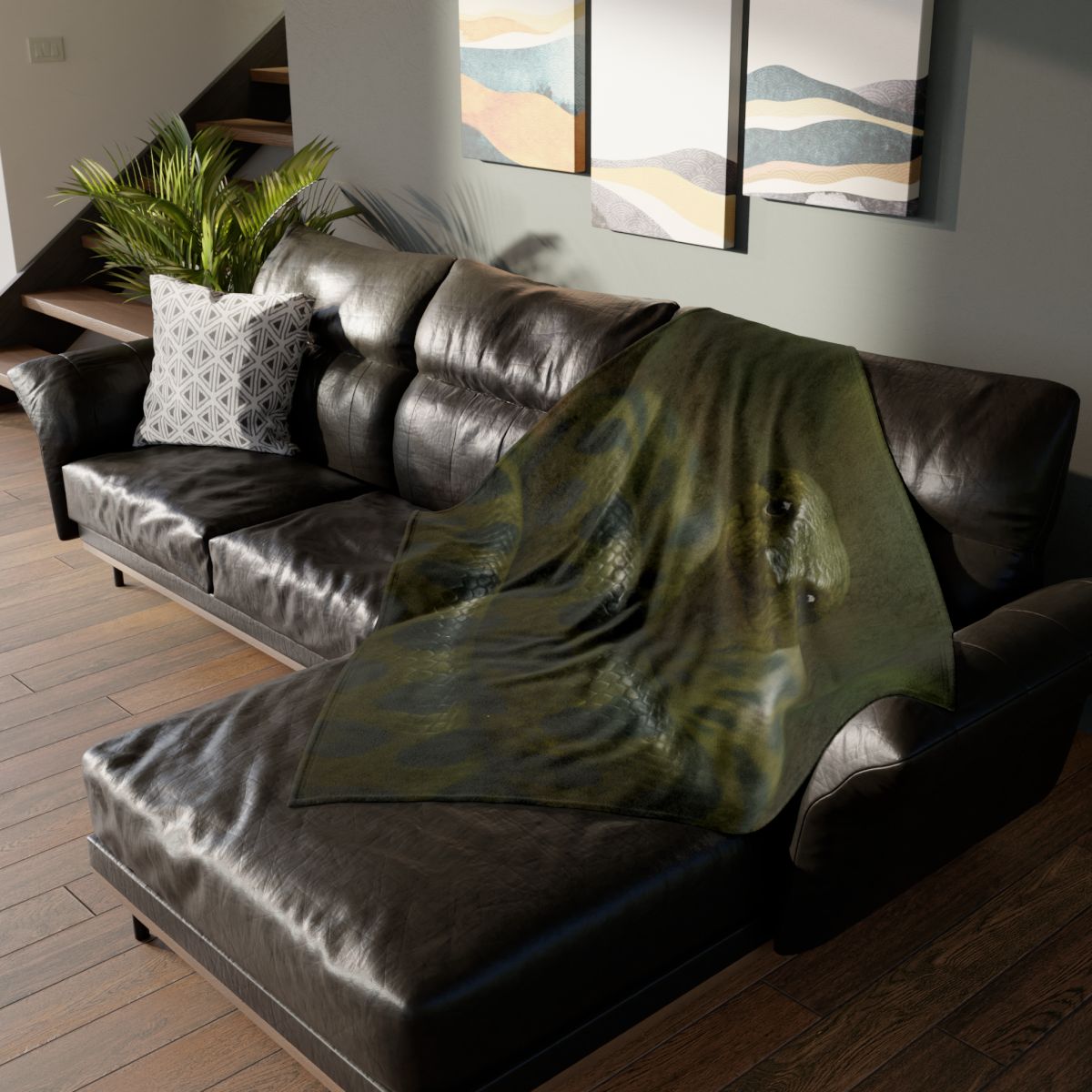 Starlit Coil Green Anaconda decorative home blankets