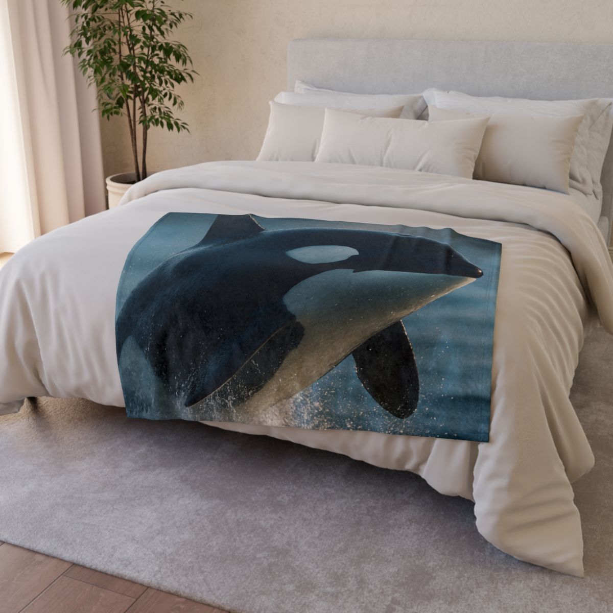 Abyss Glide Orca stylish throw blankets
