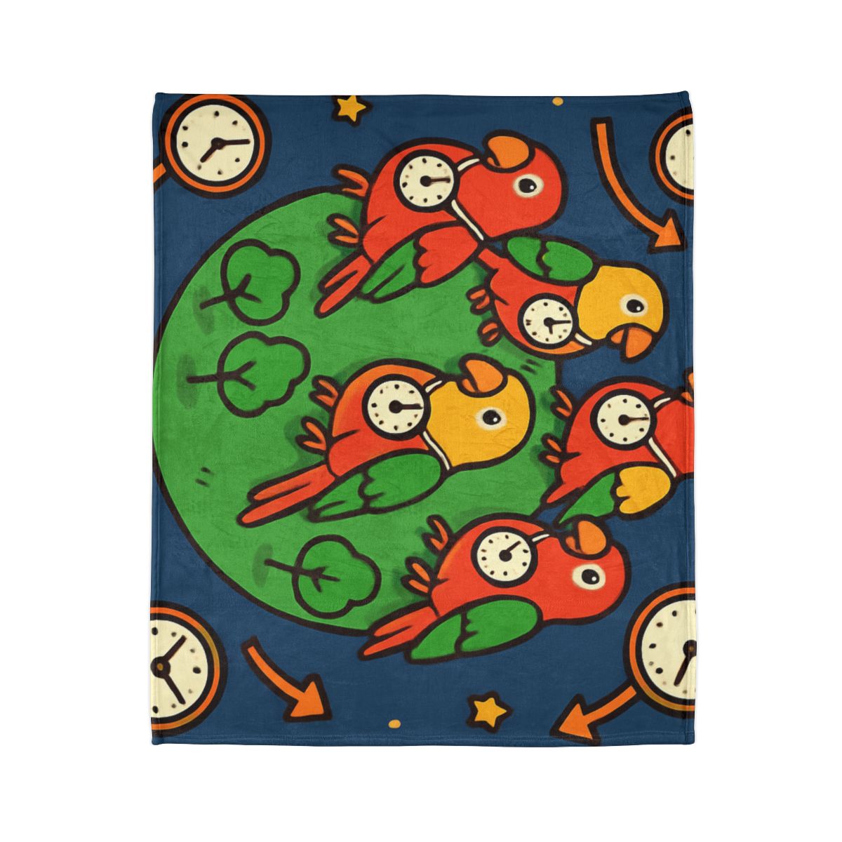 Time Traveling Parrot Planet personalized cozy blankets