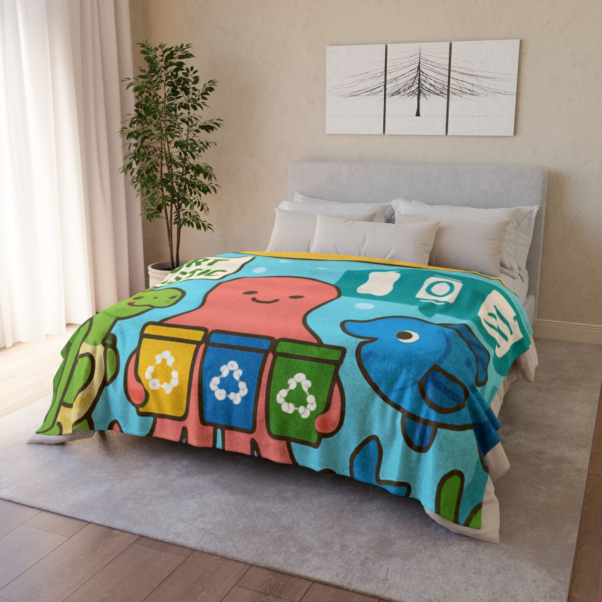 Coral Reef Recycling Parade stylish throw blankets