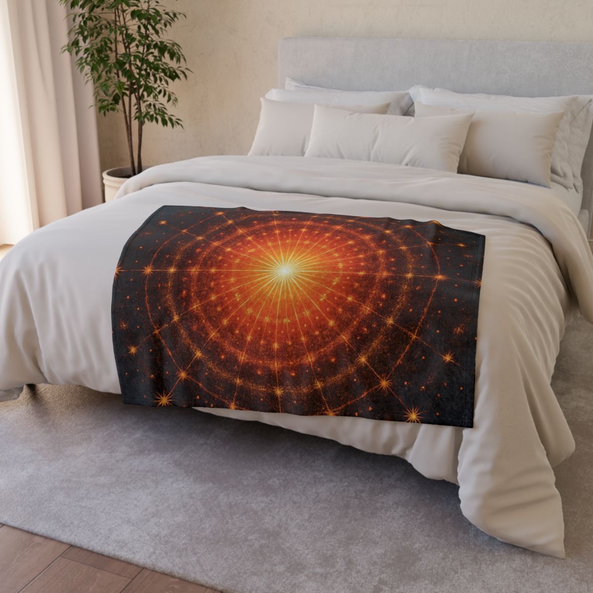 Photon Burst Mandala designer printed blankets