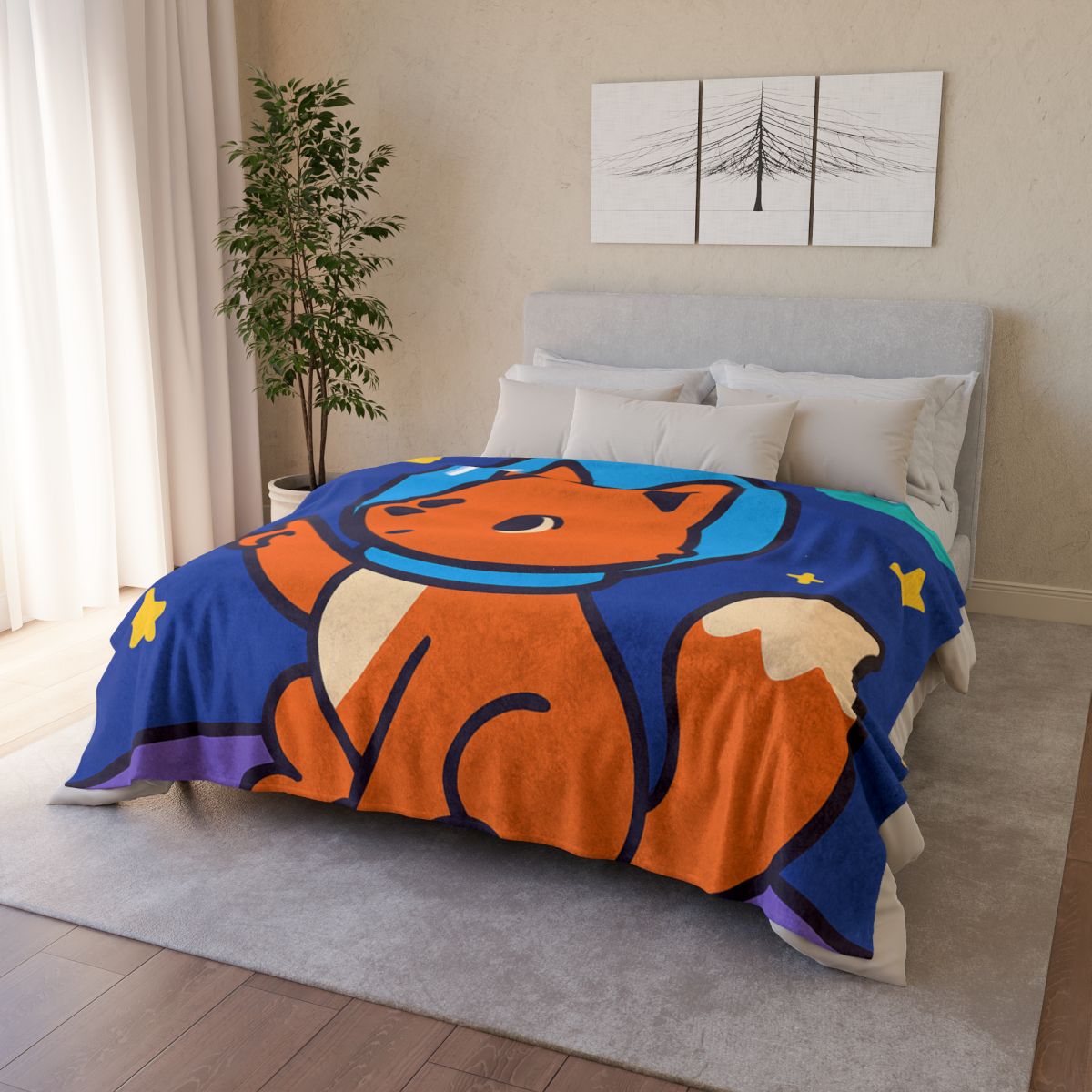 Stargazing Space Fox custom blankets