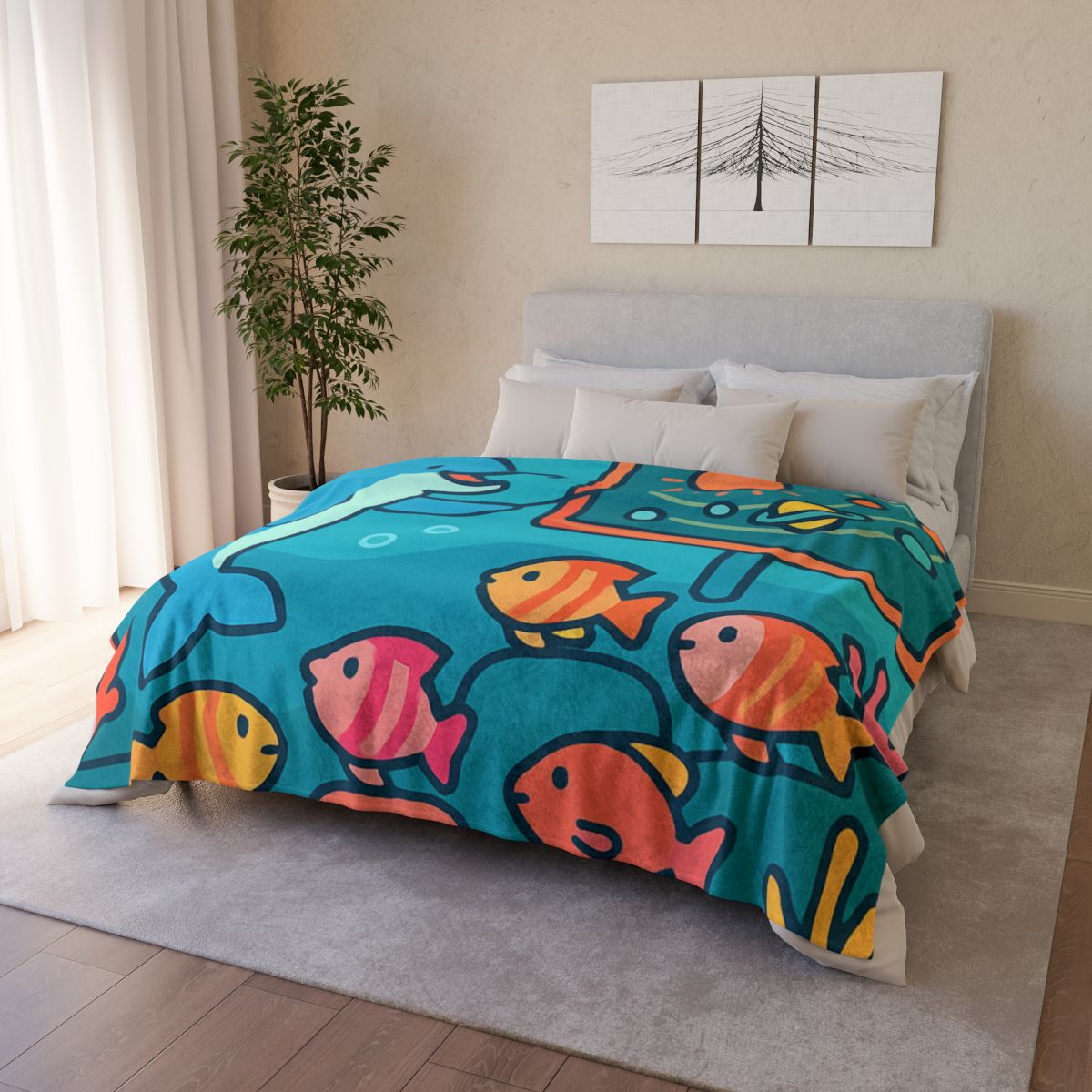 Cosmic Coral Reef Classroom decorative home blankets