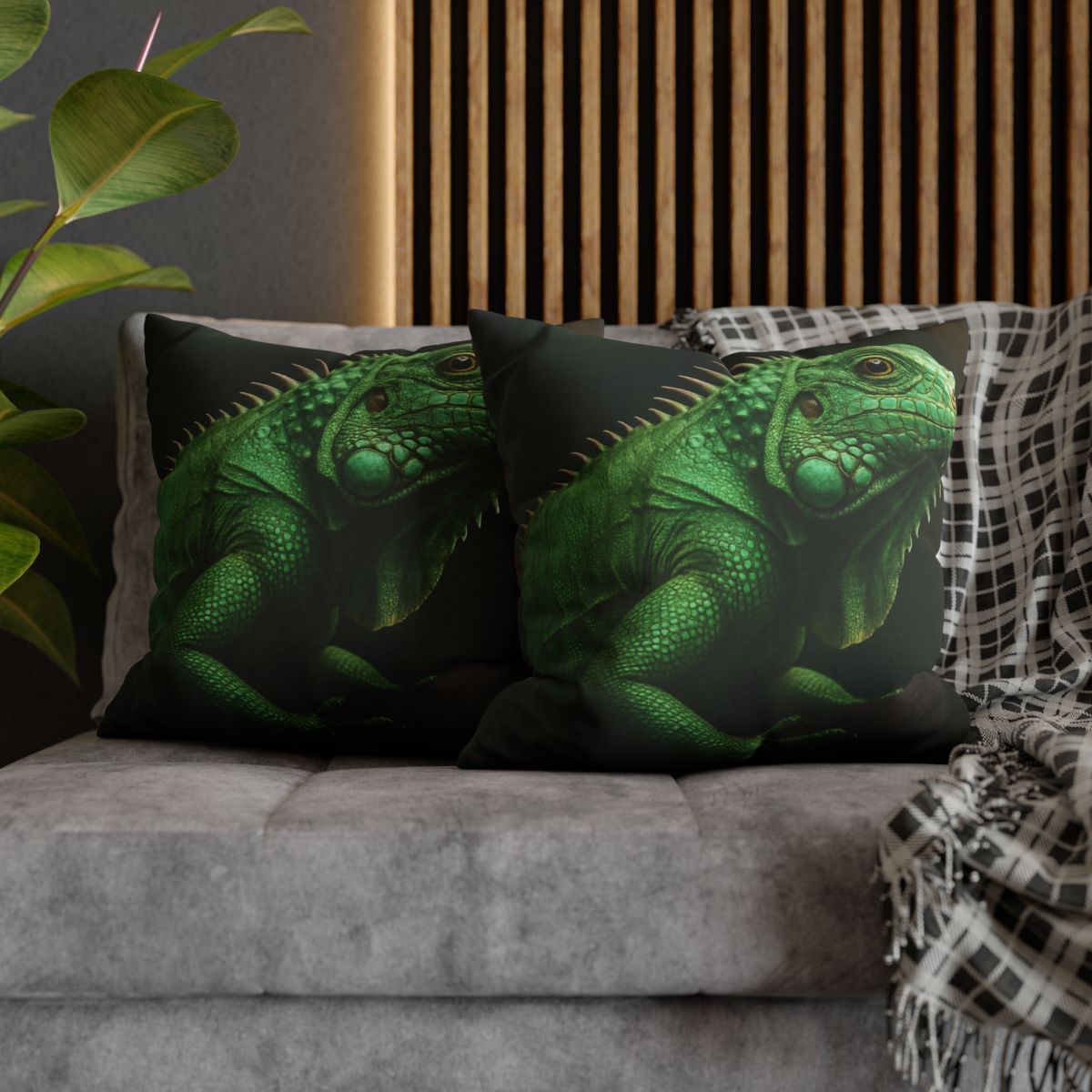 Mirror Glide Green Iguana comfortable bedding pillow covers