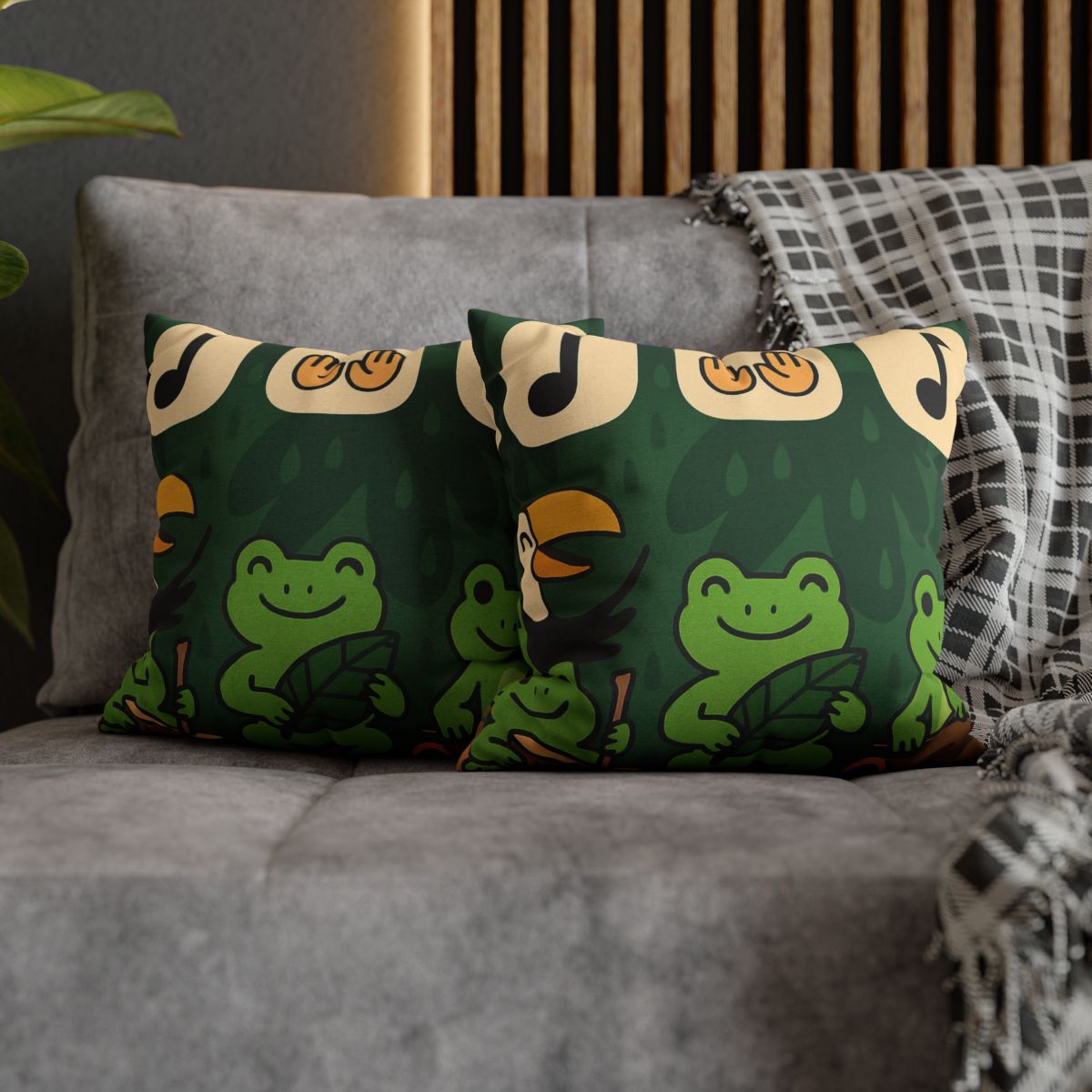 Jungle Rain Rhythm With The Frog Band comfortable bedding pillow covers