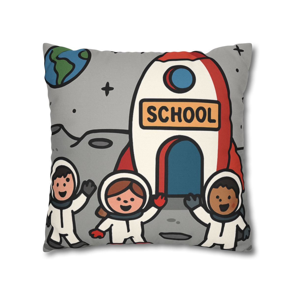 Rocket School On The Moon trendy patterned pillow cases