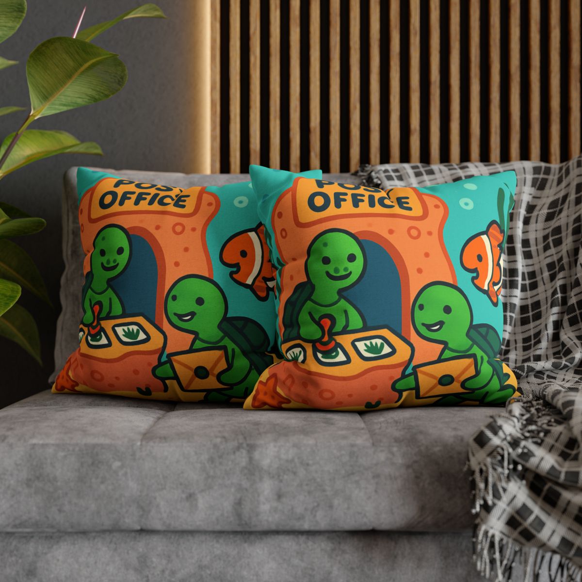 Coral Reef Post Office Run By Sea Turtles soft cotton pillow cases