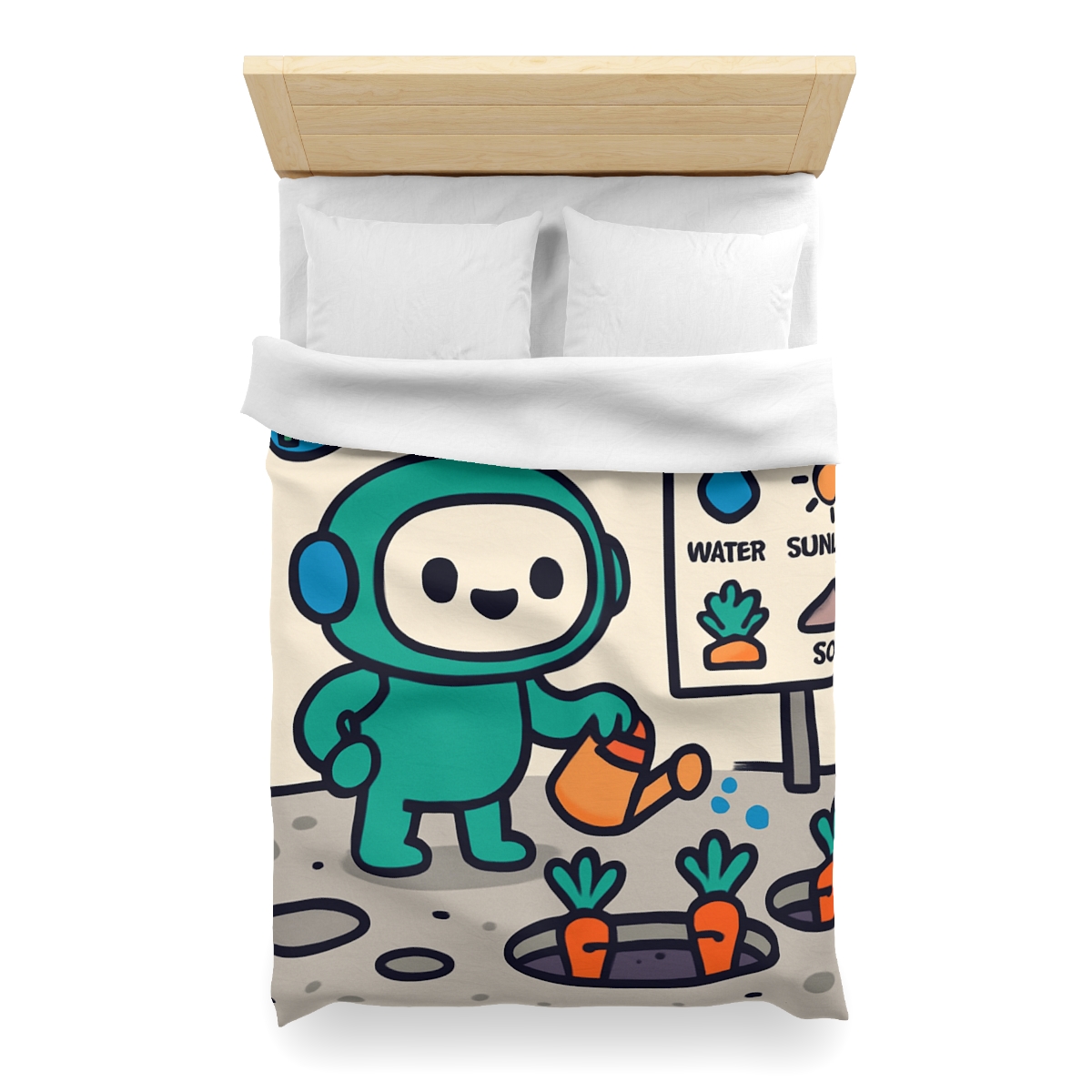 Moon Garden Robot Growing Crater Carrots custom duvets