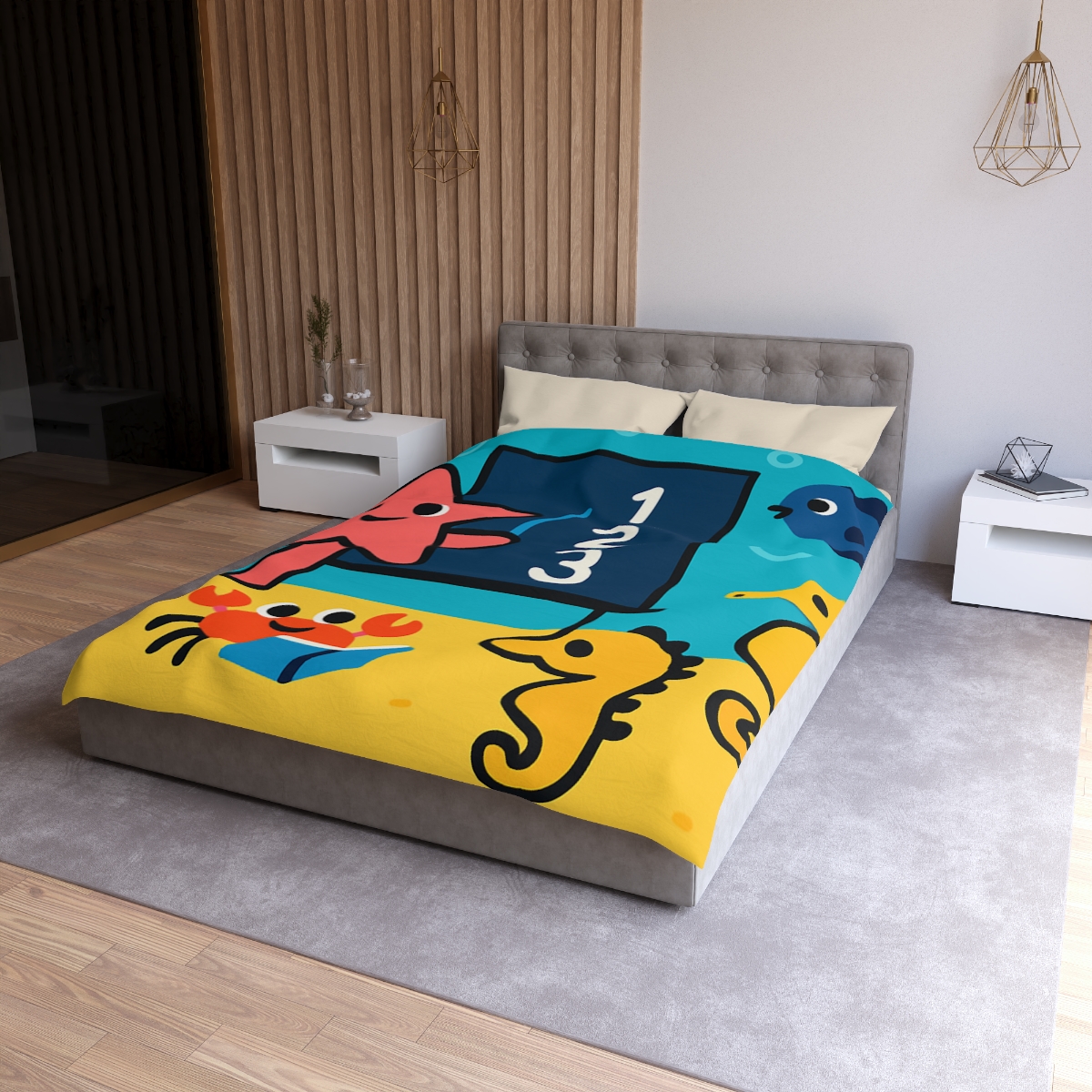 Starfish Schoolhouse Adventure designer printed duvets