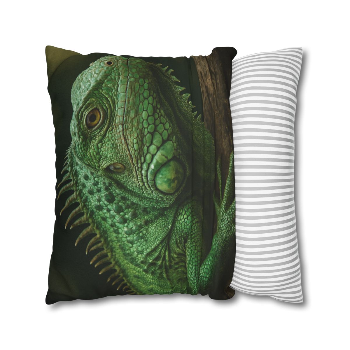 Verdant Gaze Green Iguana comfortable bedding pillow covers