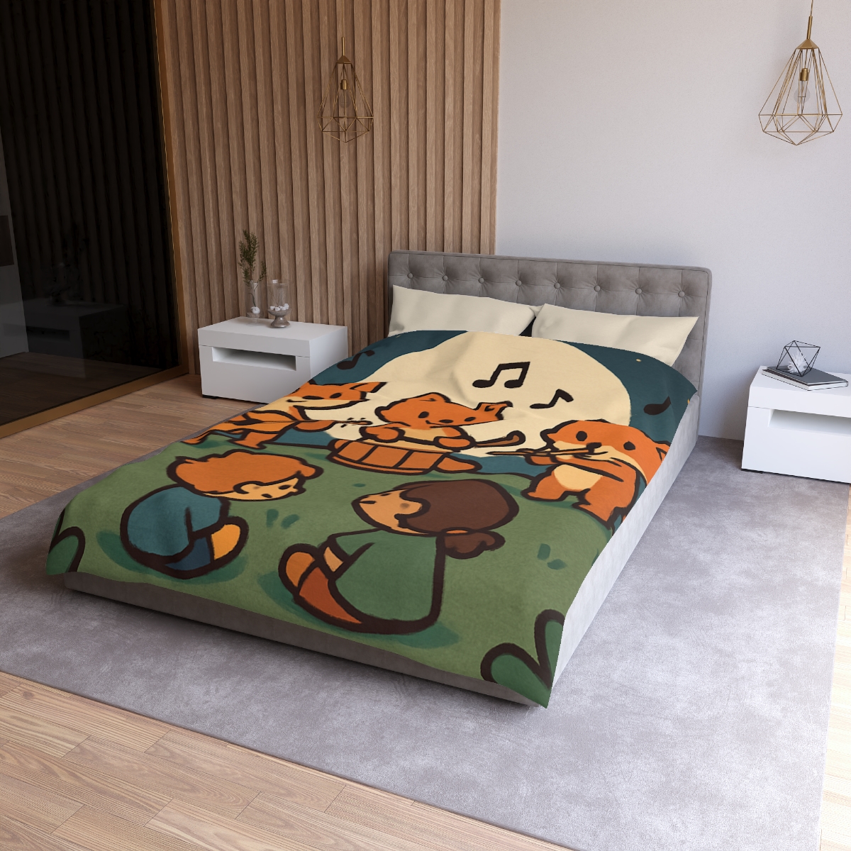 Moonlight Music Fox Band designer printed duvets