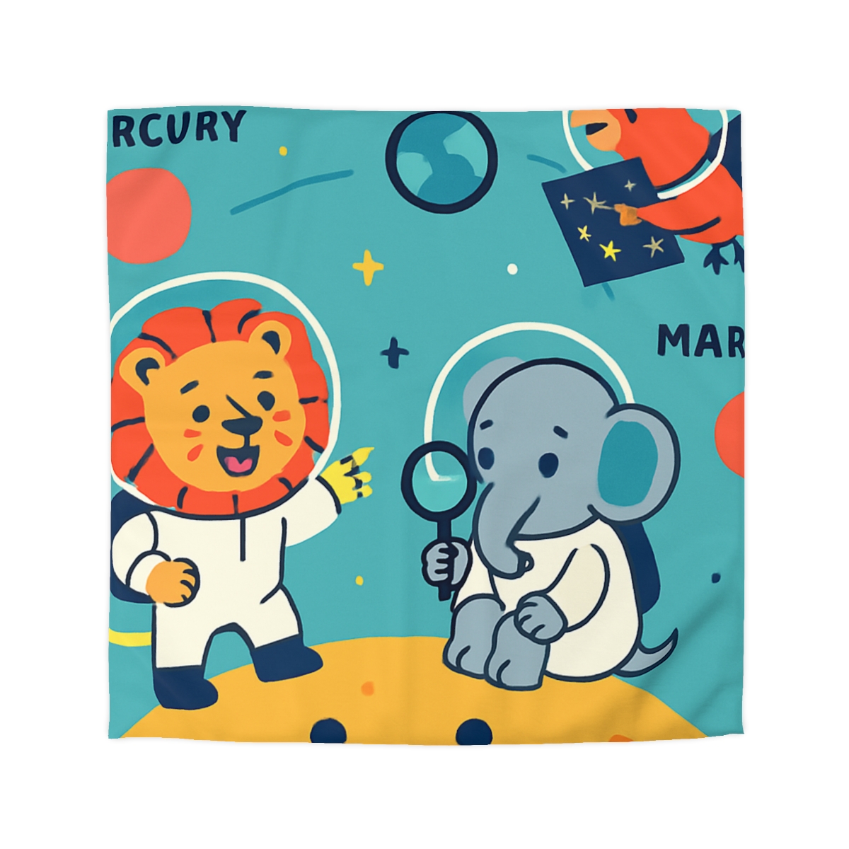 Starry Science Safari designer printed duvets