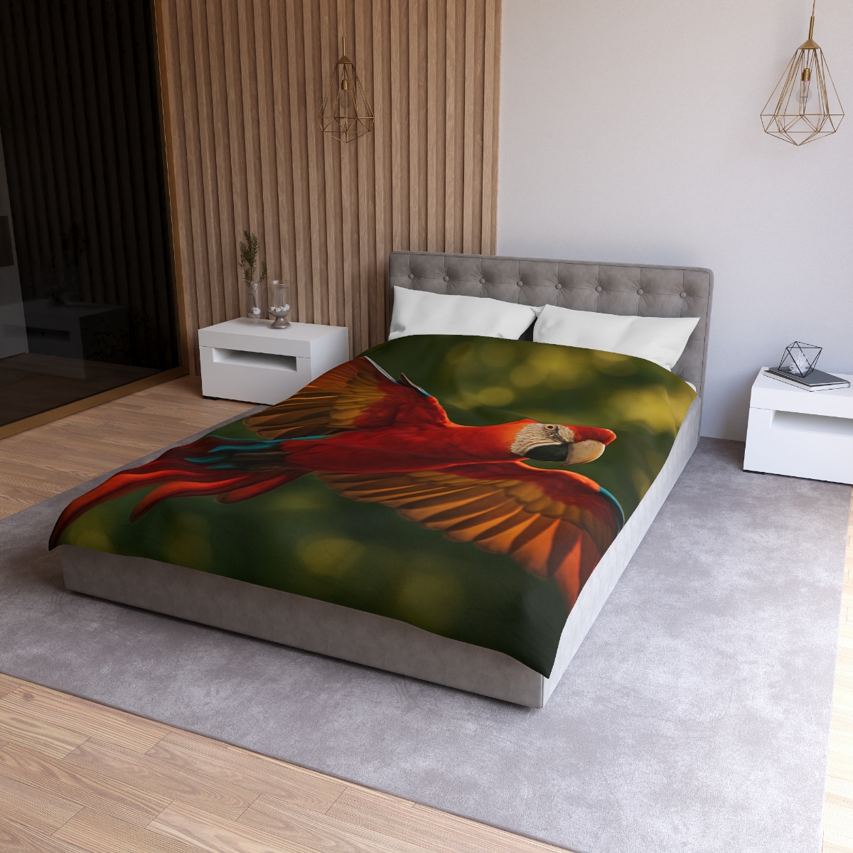 Scarlet Macaw Ember Flight trendy bedroom duvets