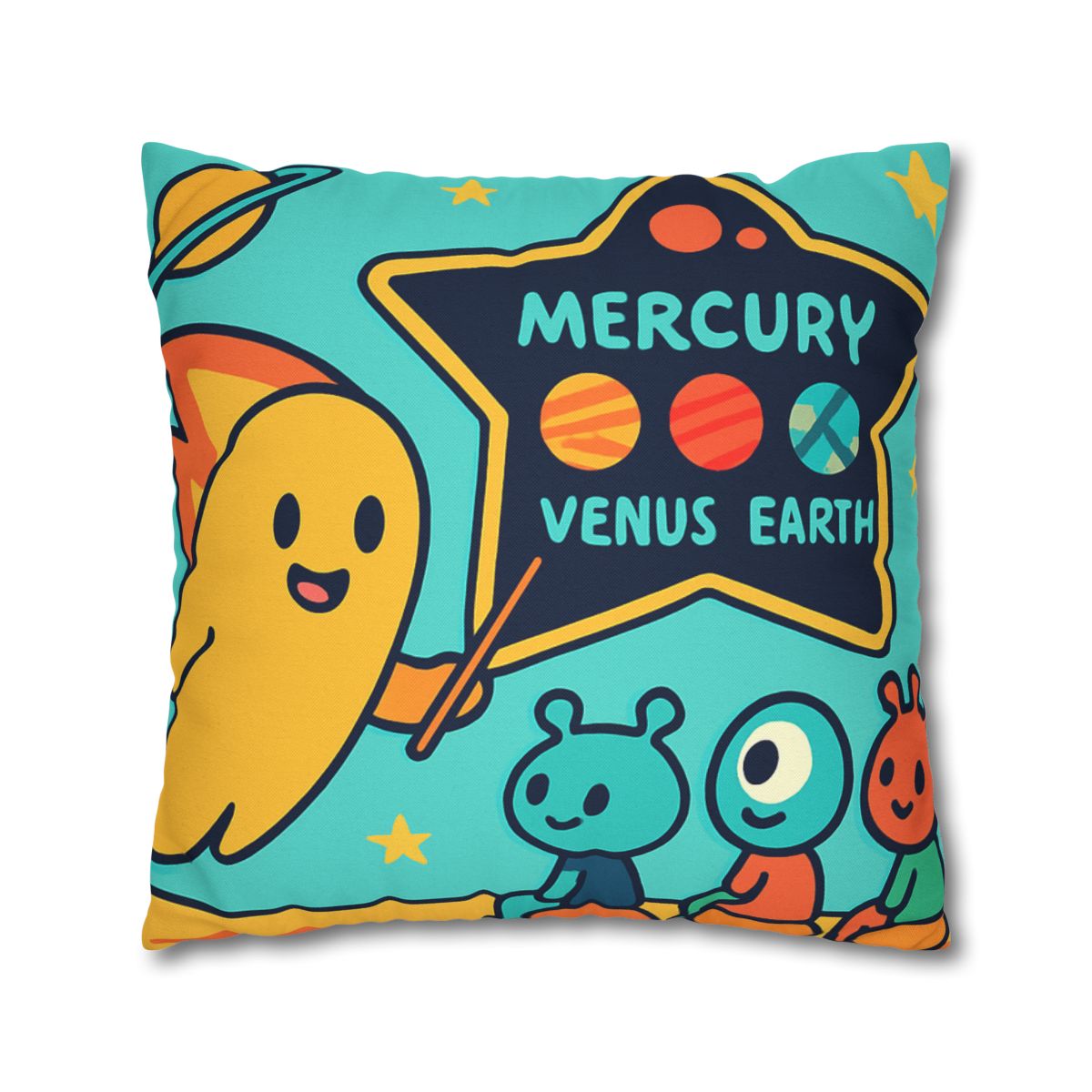 Comet Classroom On A Floating Asteroid designer print pillow cases