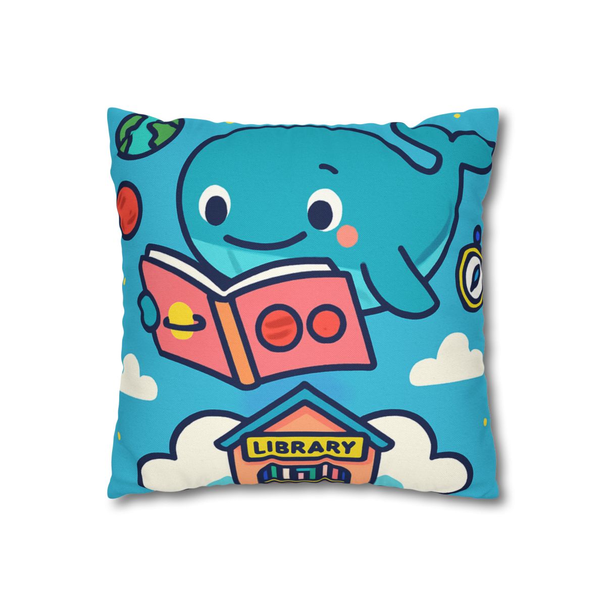 Nebula Library Sky Whale Reading Time soft cotton pillow cases