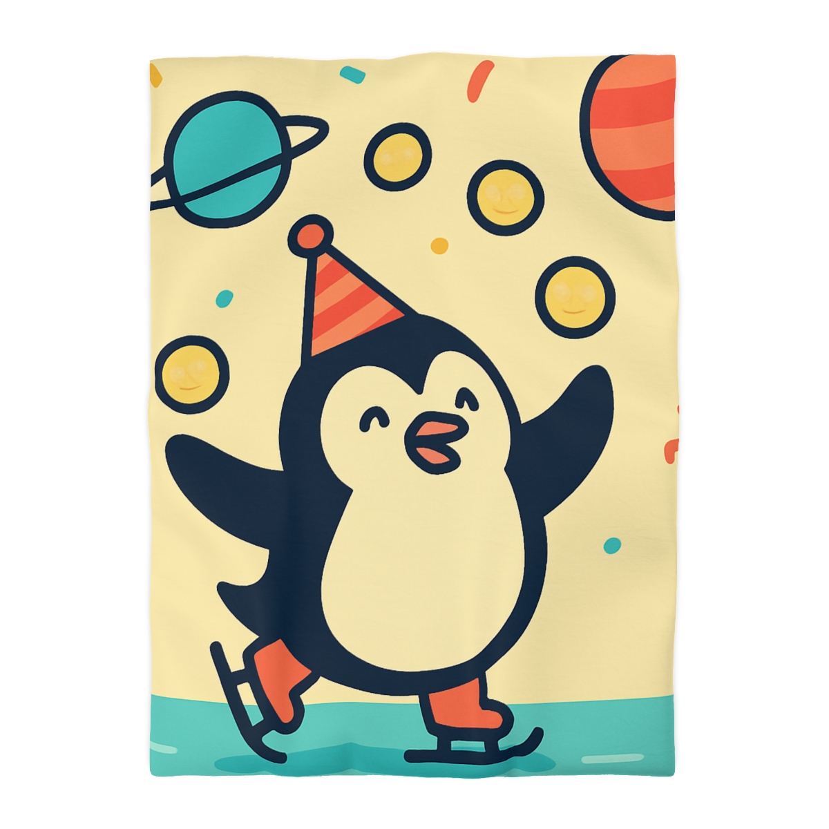 Cosmic Carnival Penguin designer printed duvets