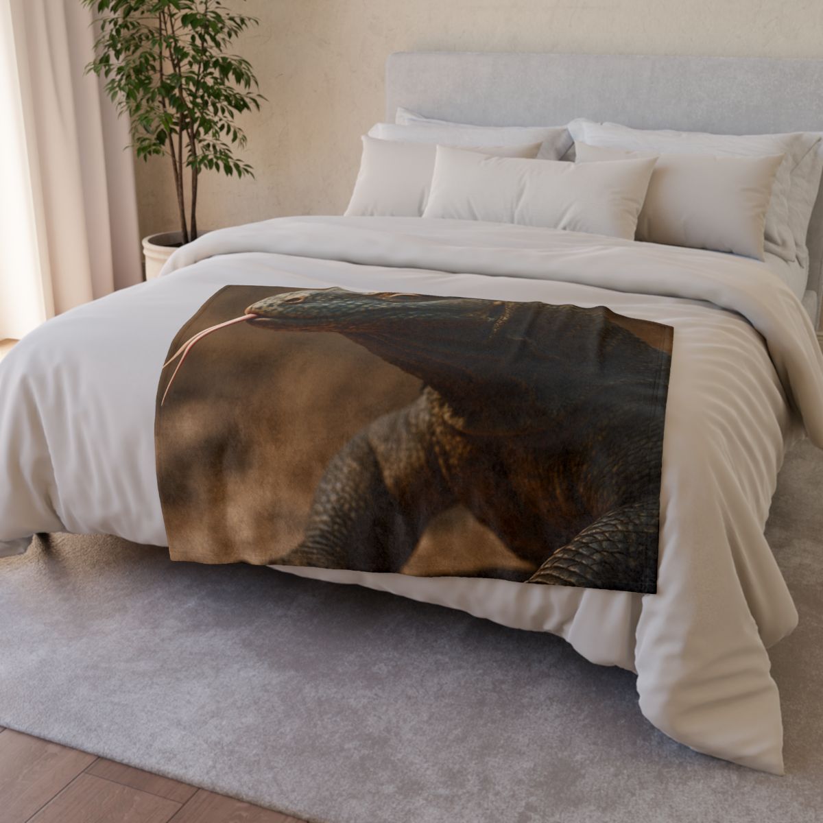 Ancient Sentinel Komodo Dragon personalized cozy blankets