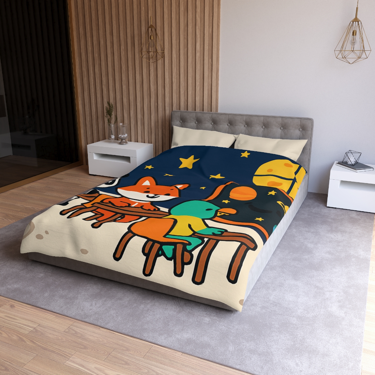 Space School For Curious Critters designer printed duvets
