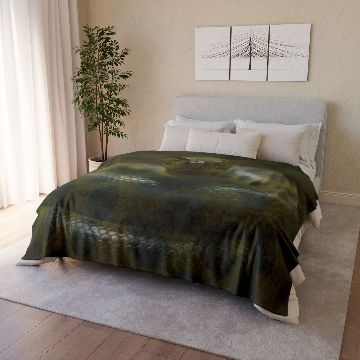 Starlit Coil Green Anaconda decorative home blankets