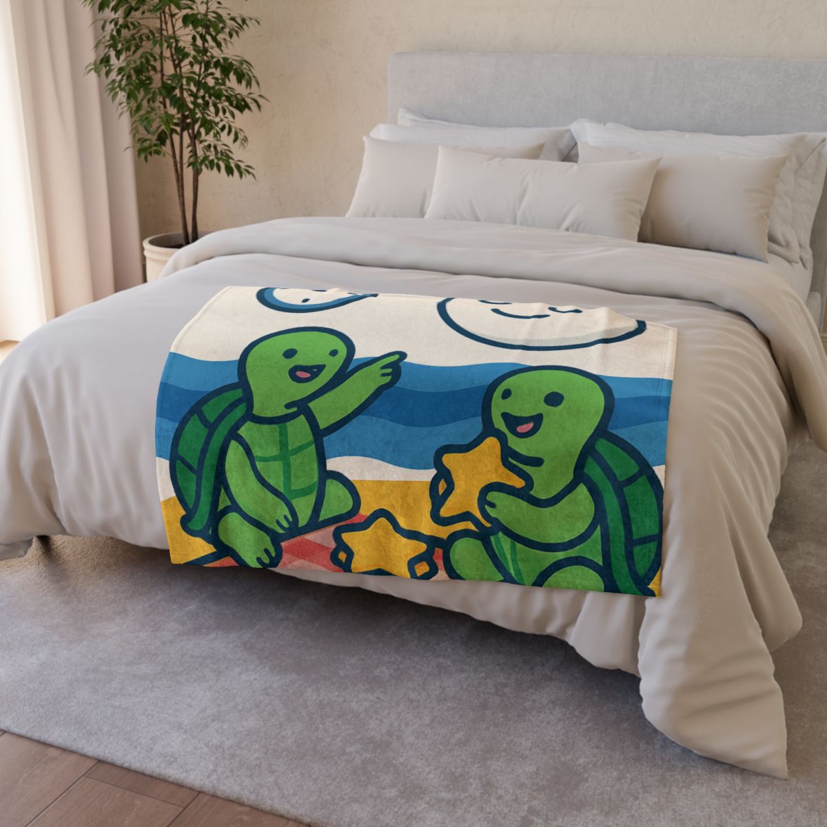 Moon Turtles Tide Time Picnic soft fleece blankets