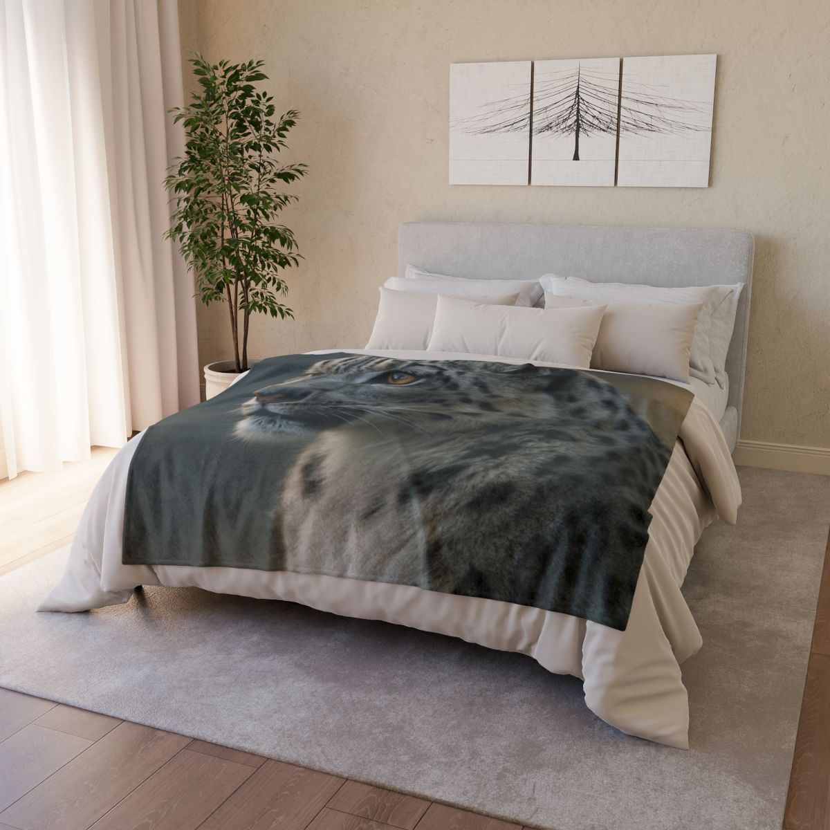 Silent Ember Snow Leopard stylish throw blankets
