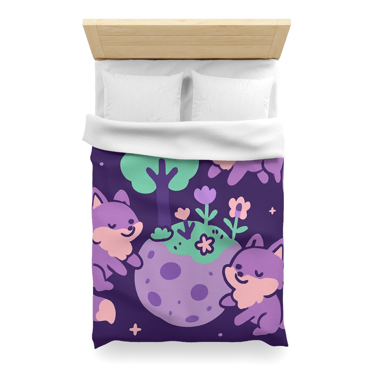Galaxy Garden Of Floating Foxes designer printed duvets