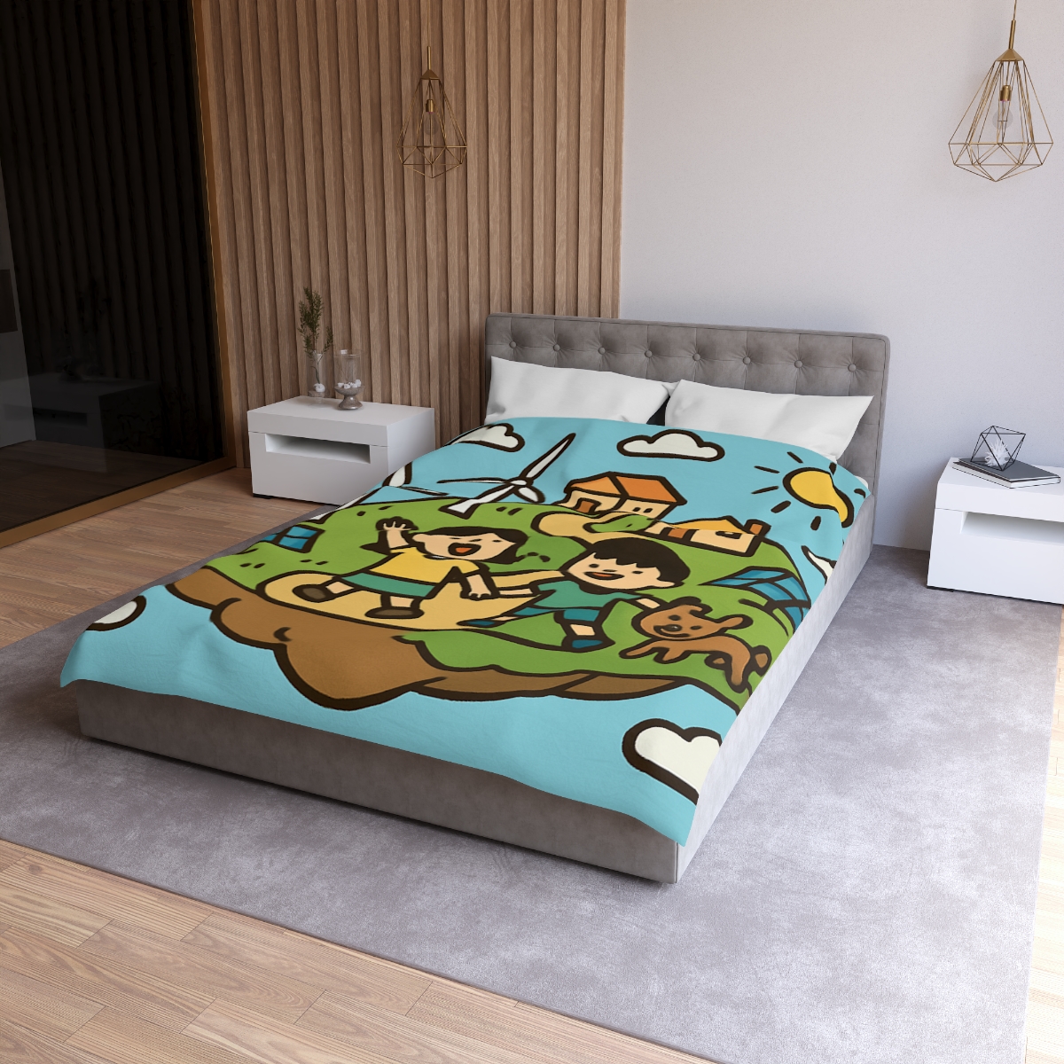 Floating Eco City Sky Island trendy bedroom duvets