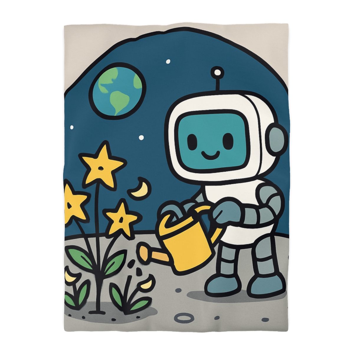 Moon Garden Robot And Space Sprouts duvets for gifts