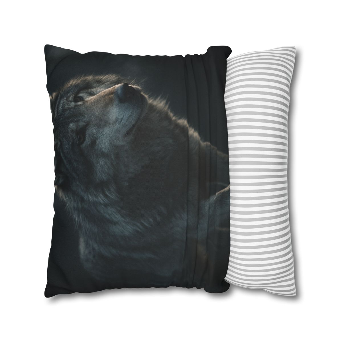 Moonlit Sentinel Gray Wolf personalized pillow covers