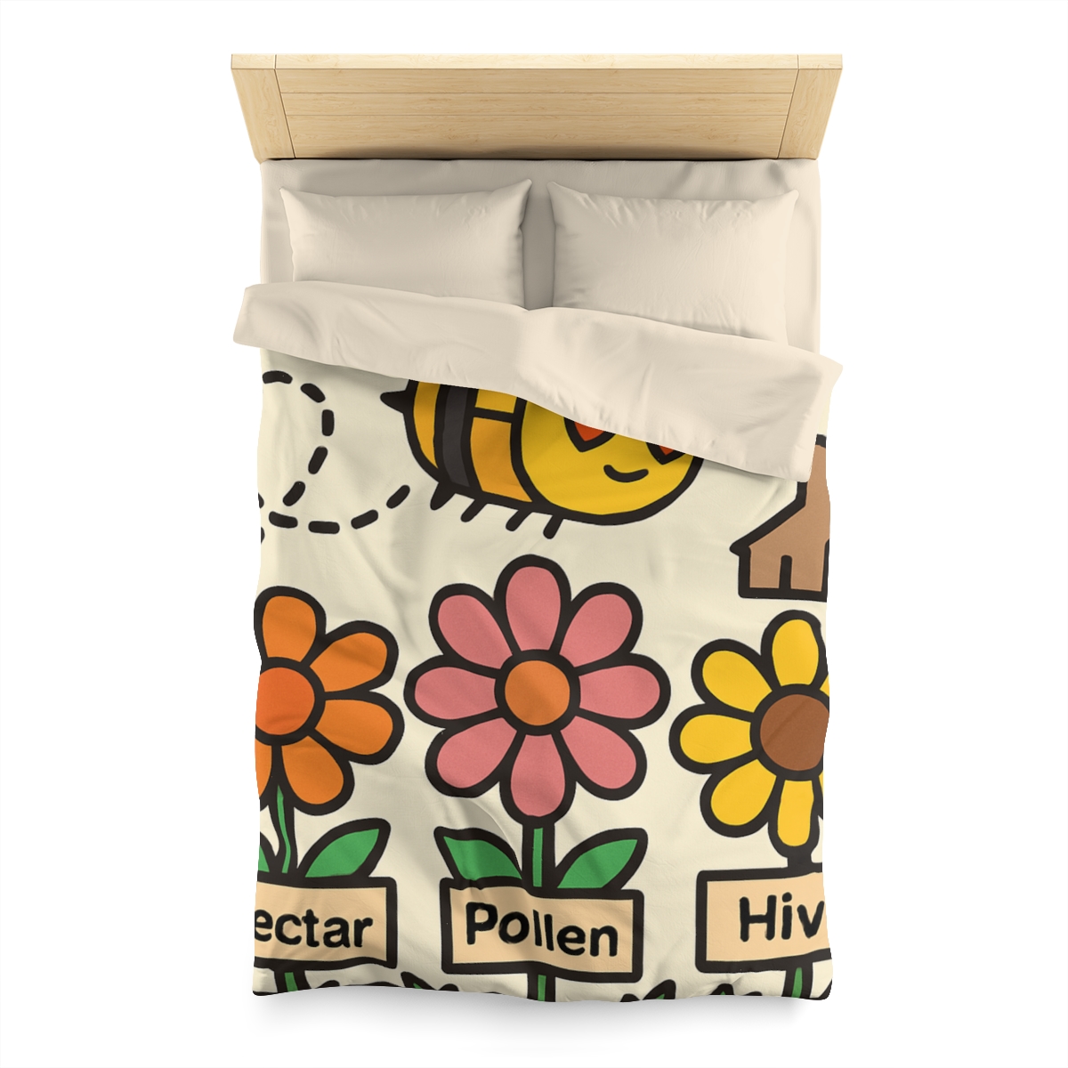 Robot Bee Pollination Map designer printed duvets