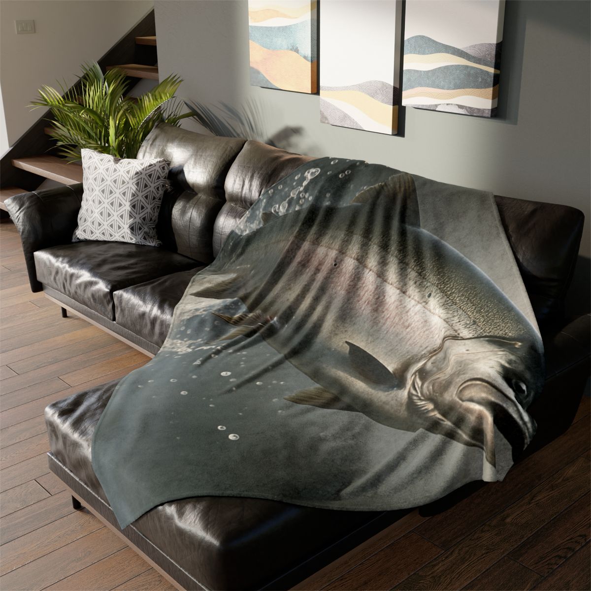 Silver Surge Chinook Salmon personalized cozy blankets