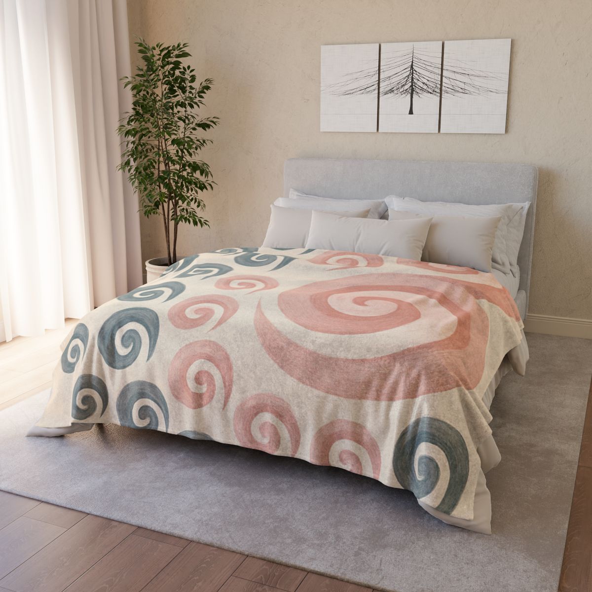 Curling Bud Spiral personalized cozy blankets