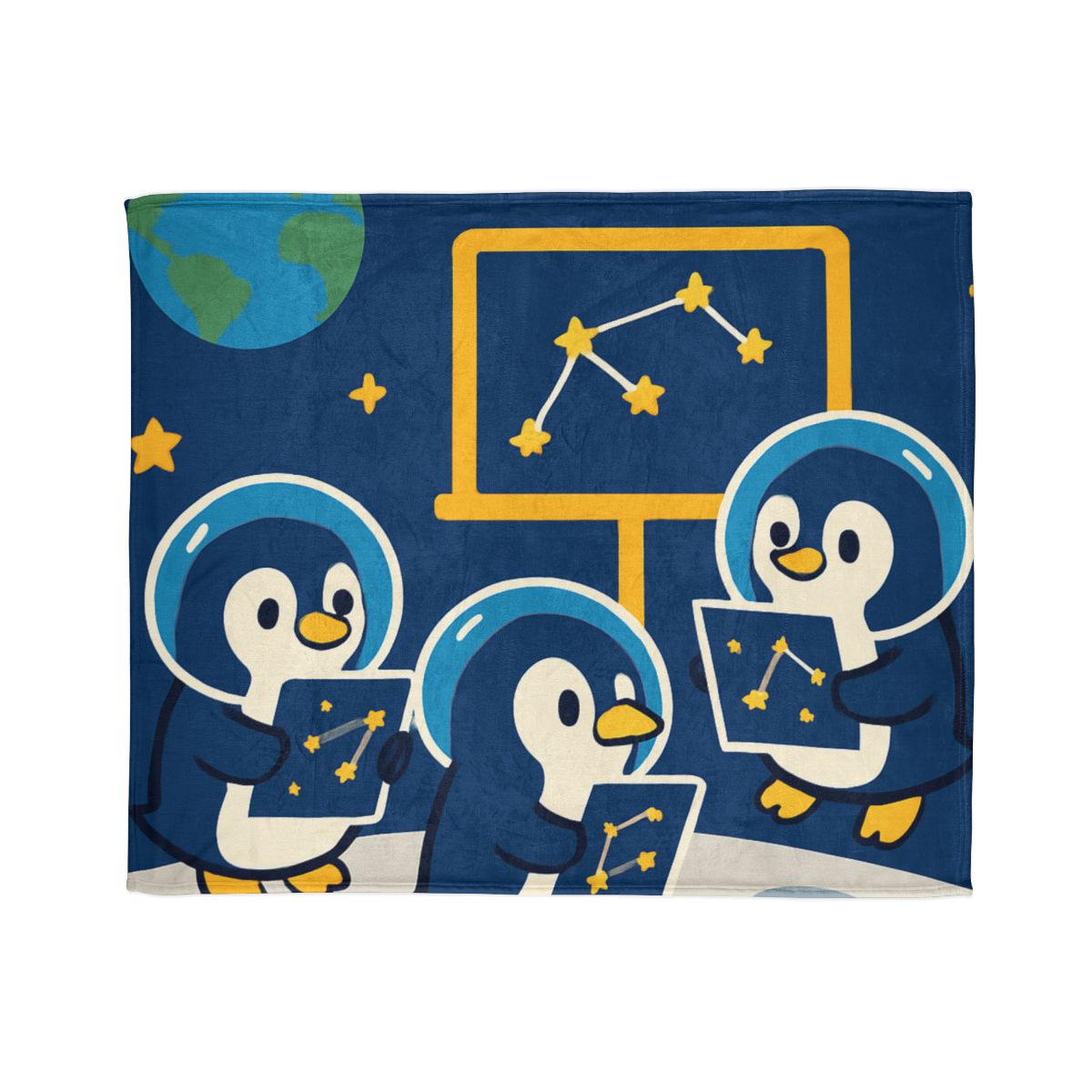 Space School For Curious Penguins unique gift blanketscustom blankets