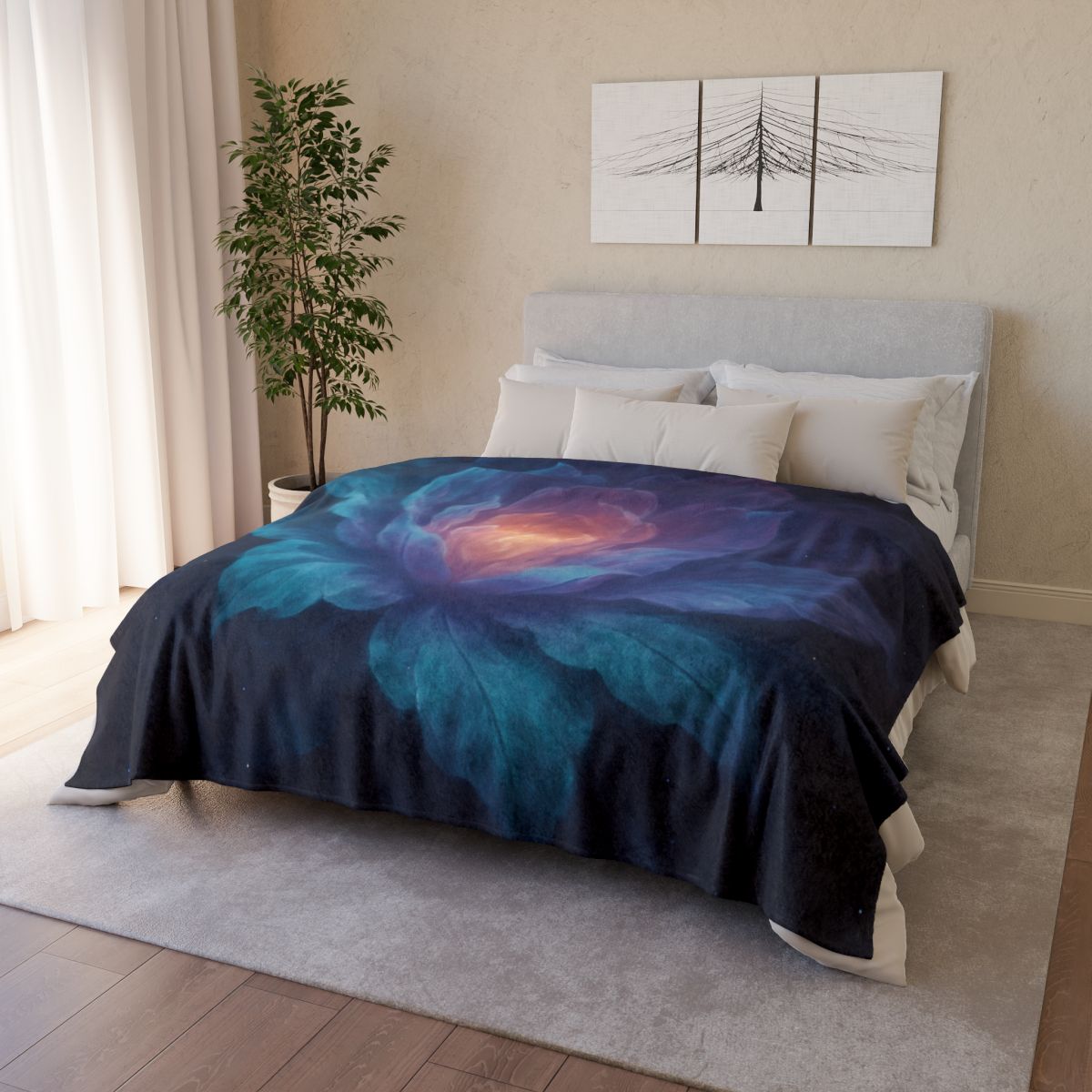 Prismatic Void Bloom trendy patterned blankets