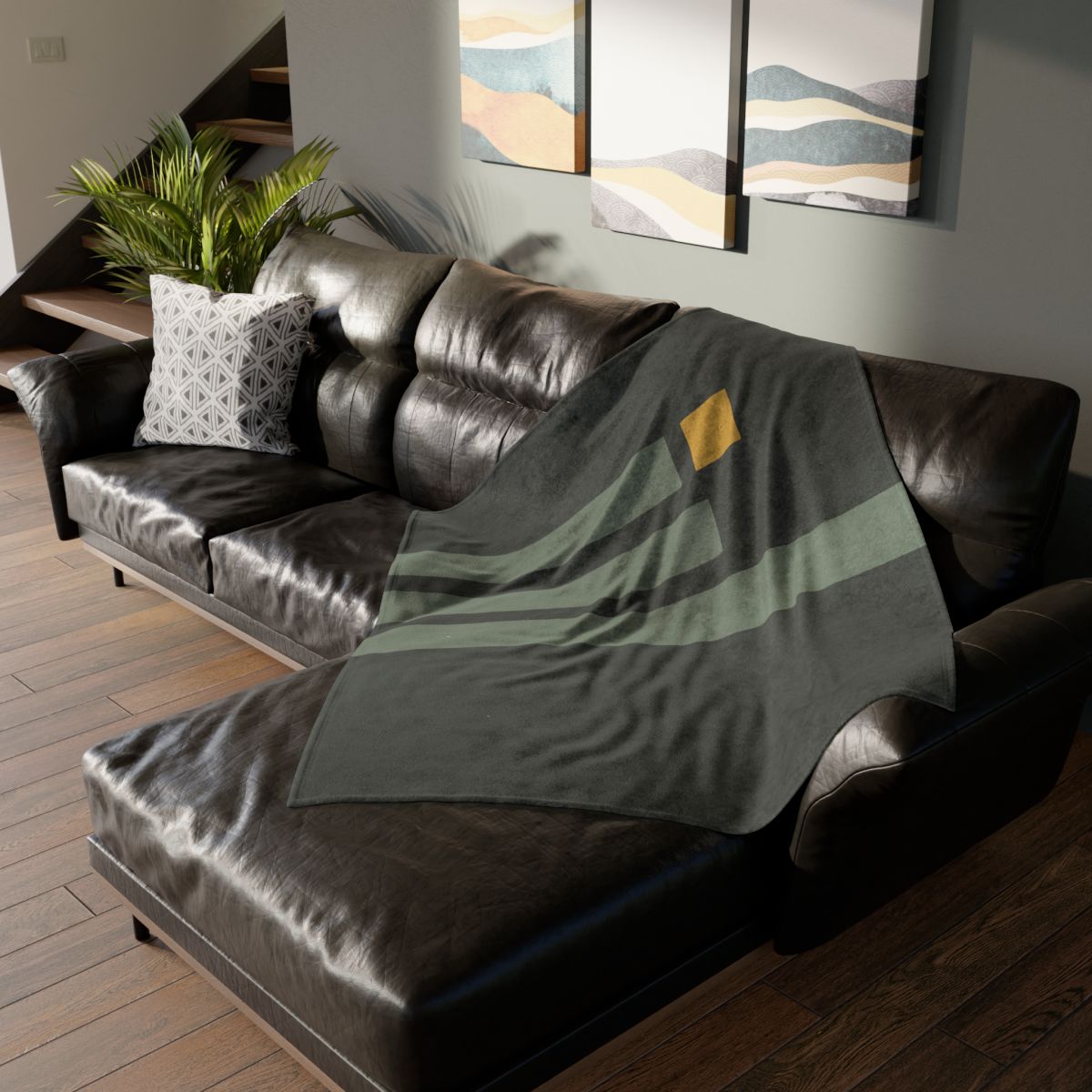 Offset Trio Of Vertical Bars soft fleece blankets