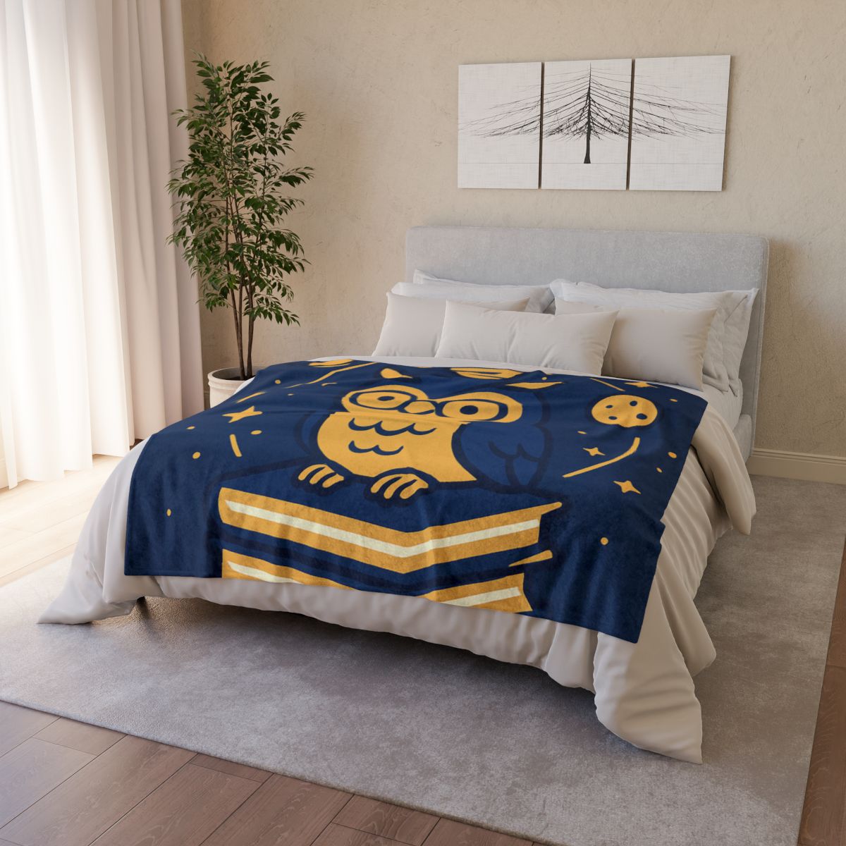 Galactic Owl Library personalized cozy blankets