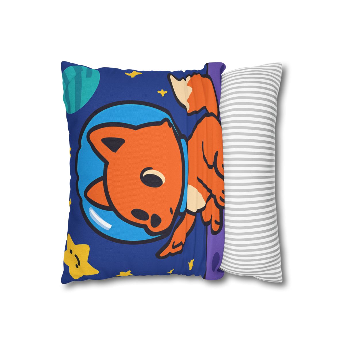 Stargazing Space Fox designer print pillow cases