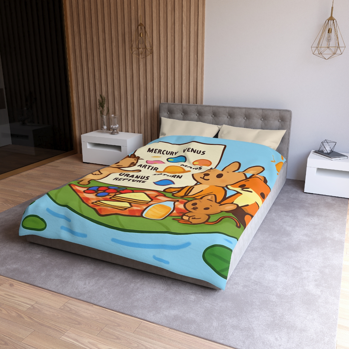 Solar System Picnic On A Floating Leaf stylish duvet covers