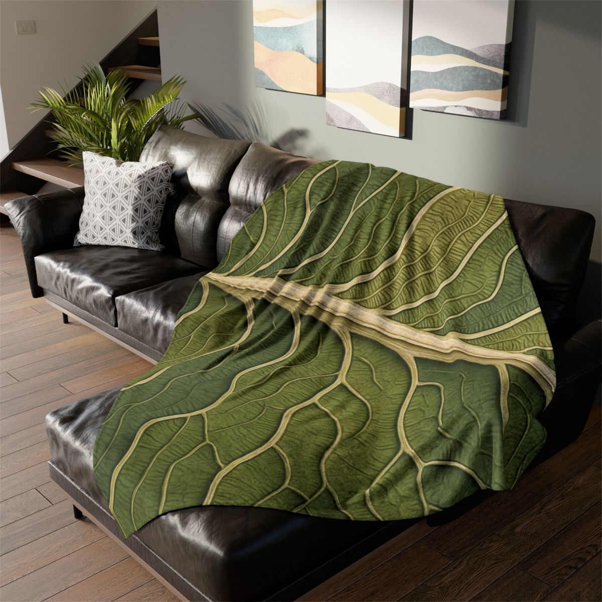Leaf Vein Topography custom blankets