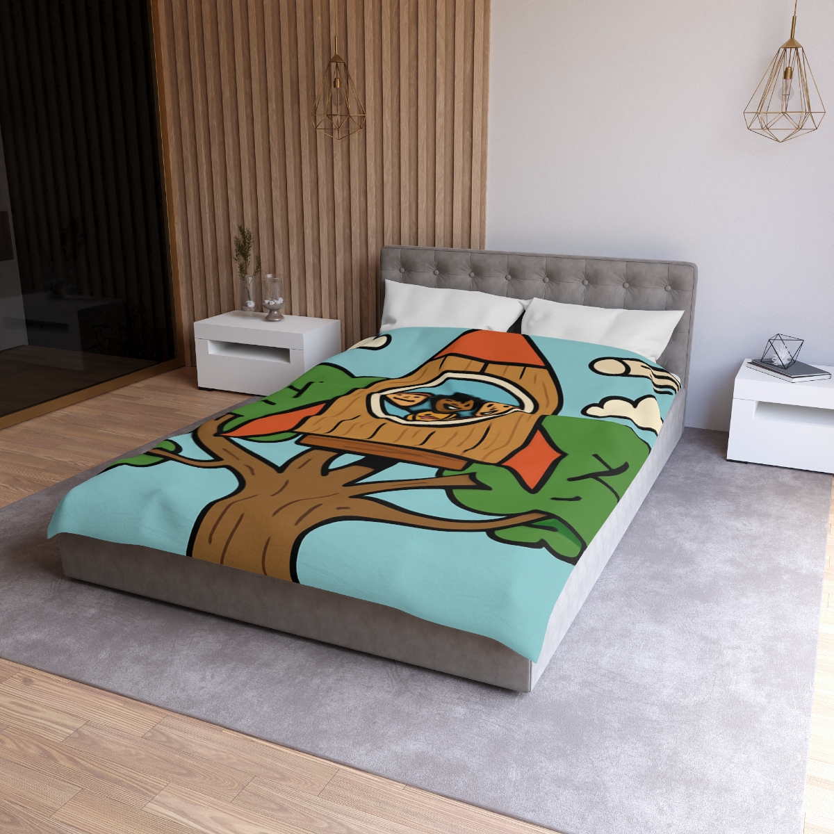 Time Traveling Treehouse Rocket trendy bedroom duvets
