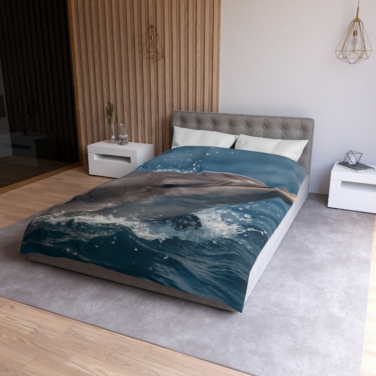 Mirrorflash Common Bottlenose Dolphin designer printed duvets