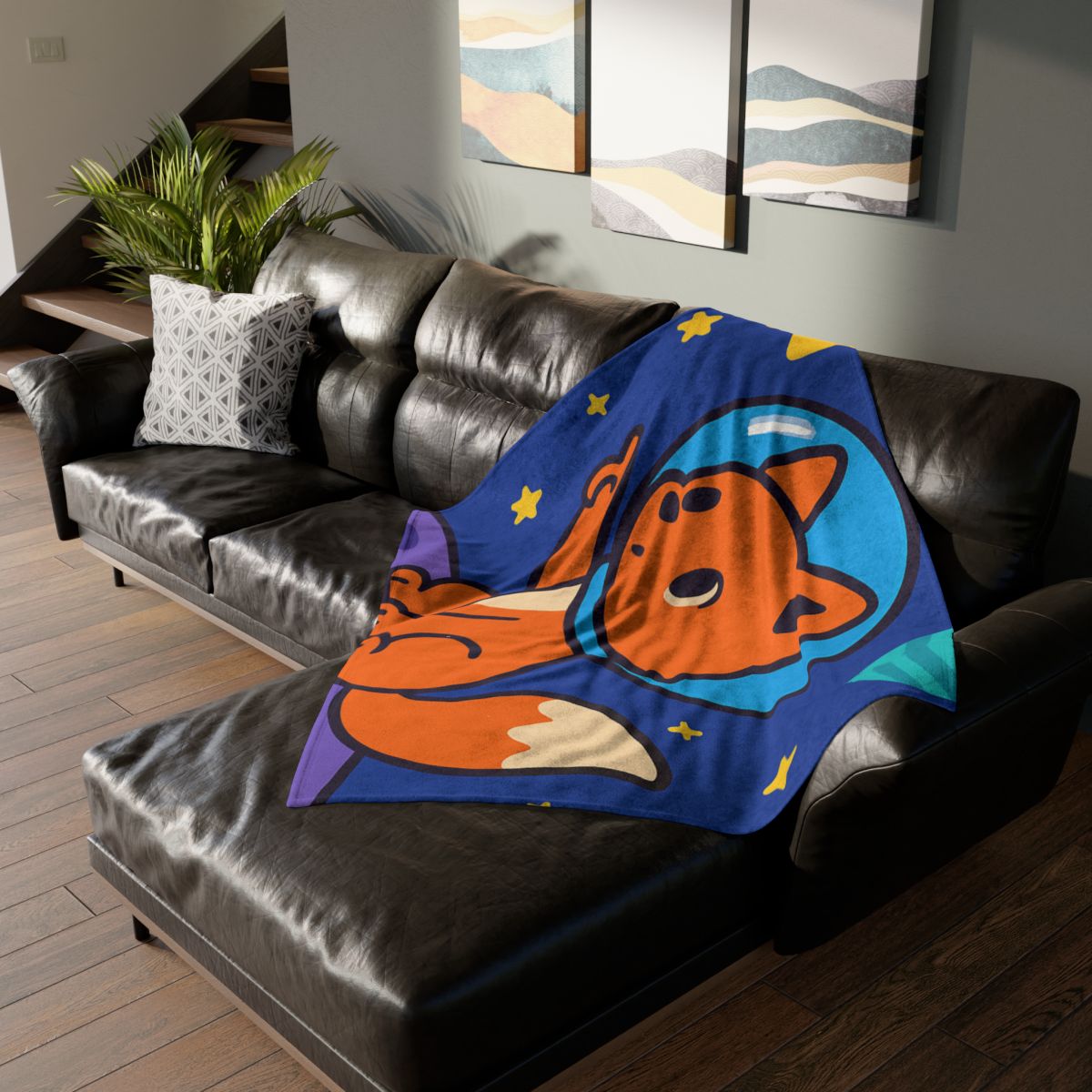 Stargazing Space Fox custom blankets
