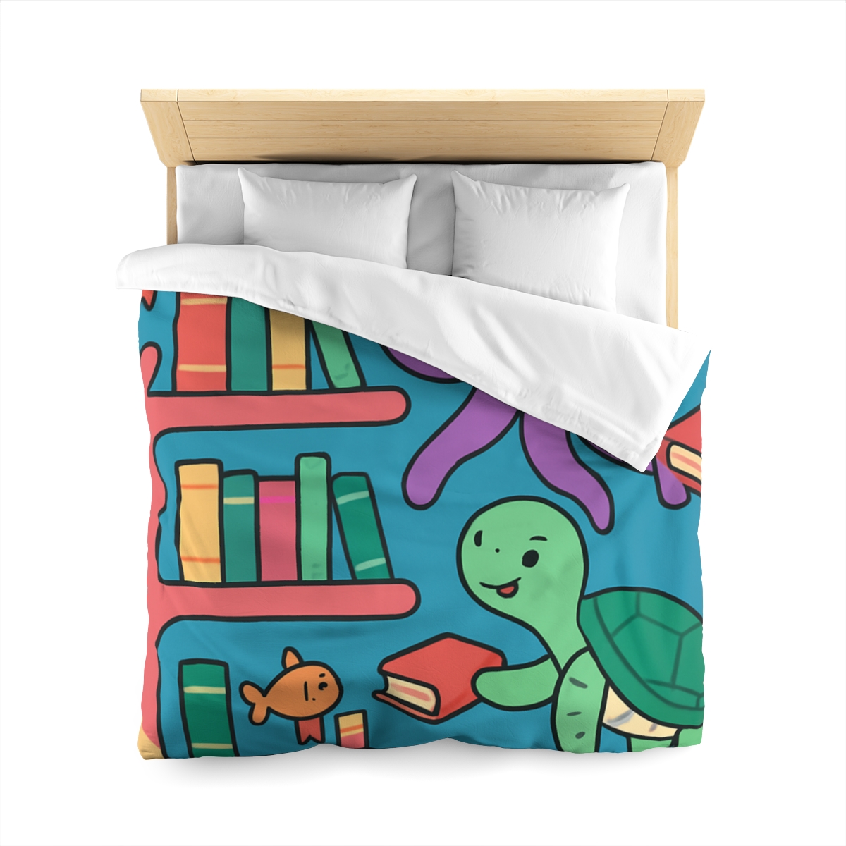 Coral Library And The Octopus Librarian custom duvets