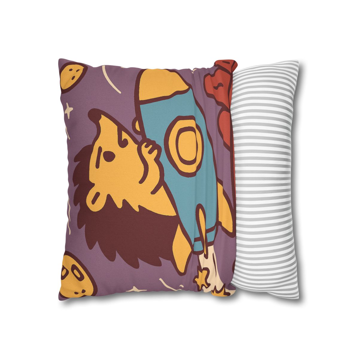 Rocket-Riding Hedgehog designer print pillow cases