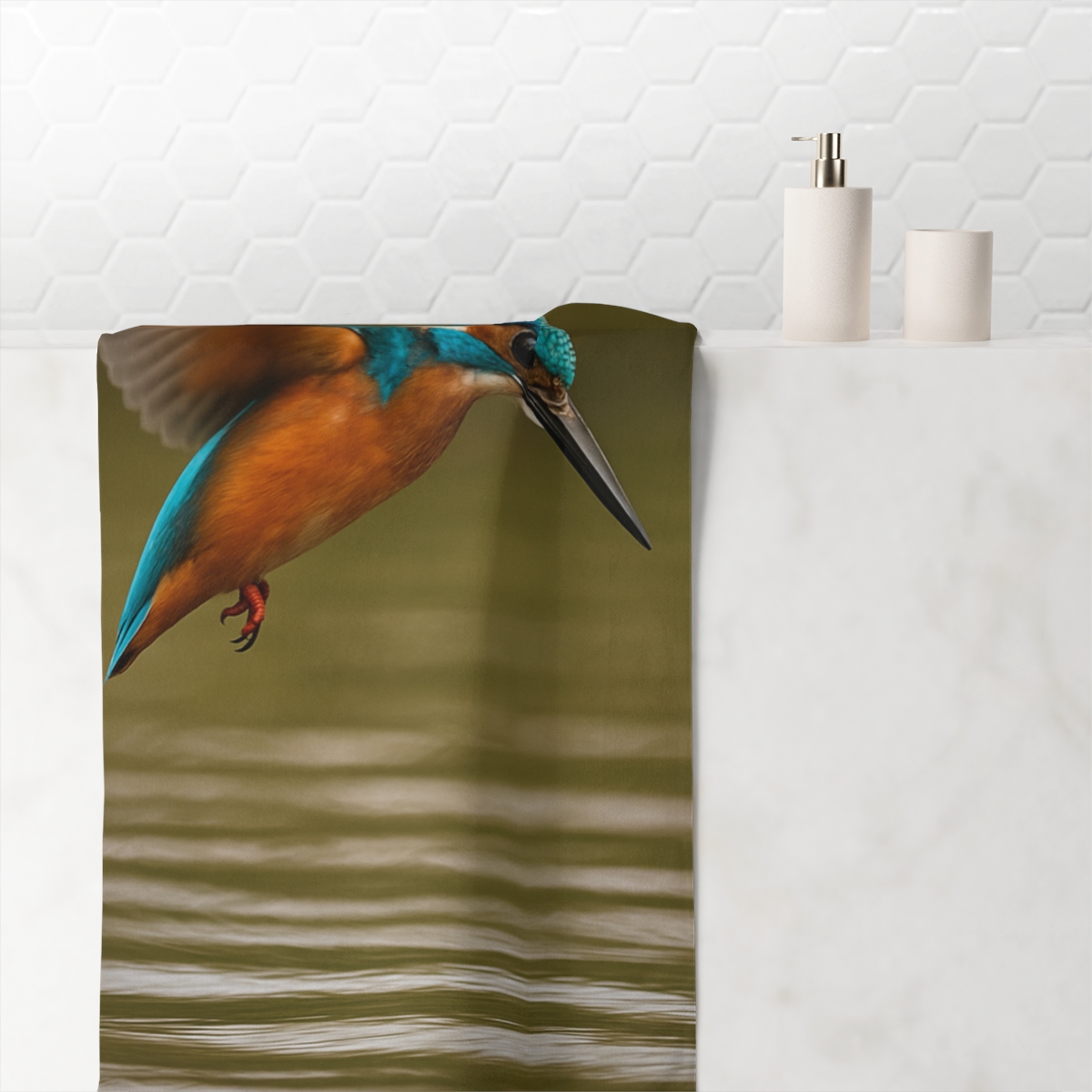 Silver Strike Kingfisher personalized bath towels
