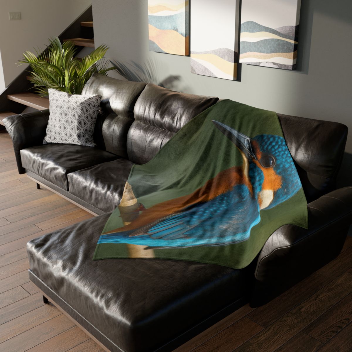 Azure Bolt Common Kingfisher soft fleece blankets