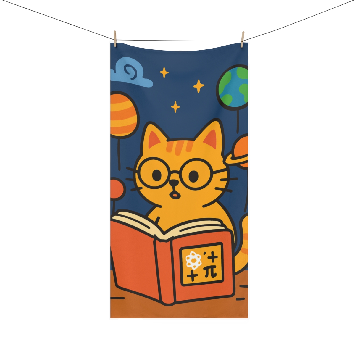 Nebula Library Cat And The Floating Planets comfortable face towels