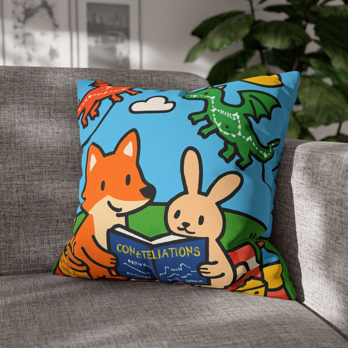 Sky Map Picnic With Dragon Kites personalized pillow covers