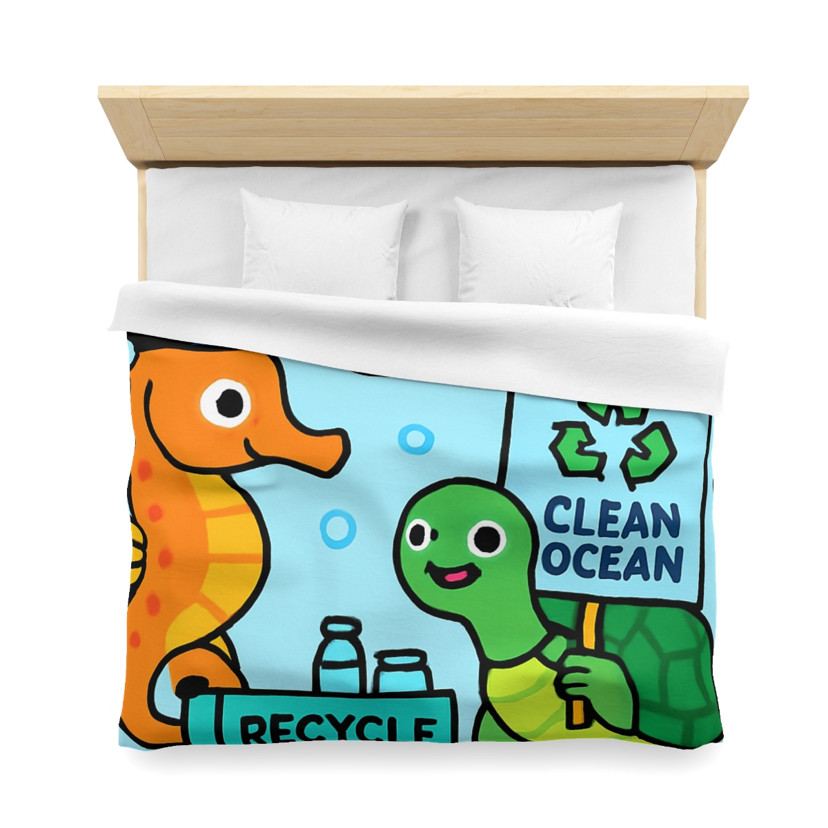 Coral City Recycling Parade With Captain Seahorse personalized bedding duvets