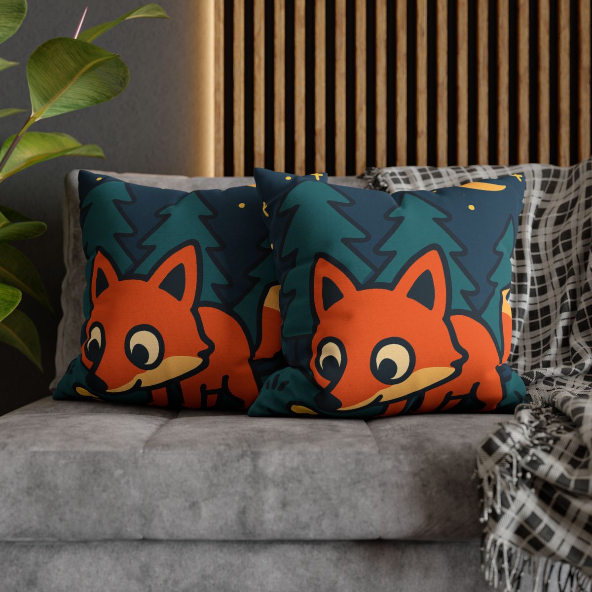 Starlight Forest Fox designer print pillow cases